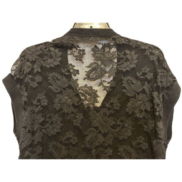 Robert Rodriguez Silk Cashmere Black Crewneck Lace Knit Sweater Vest Size Small - Picture 4 of 10